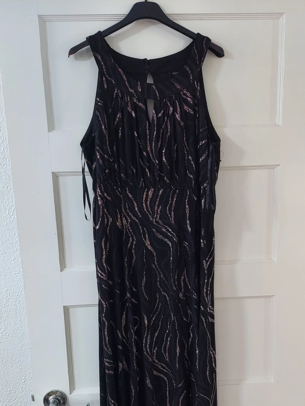 Alexa B Black Maxi Skirt with Rose Gold Wave Accents - Picture 2 of 6